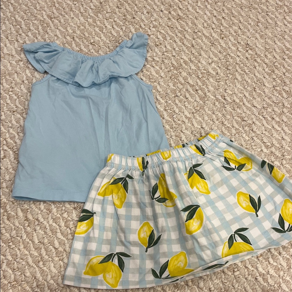Carter's Light Blue and Yellow Lemon SKORT Set